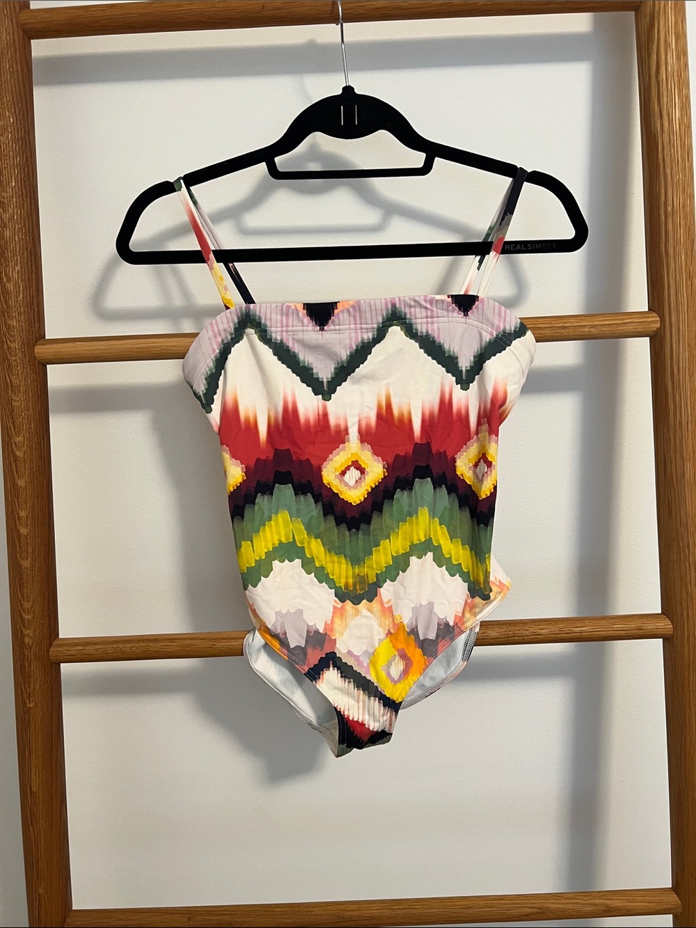 ERES Paris Ikat Chevron Print Straight Neck One Piece Swimsuit